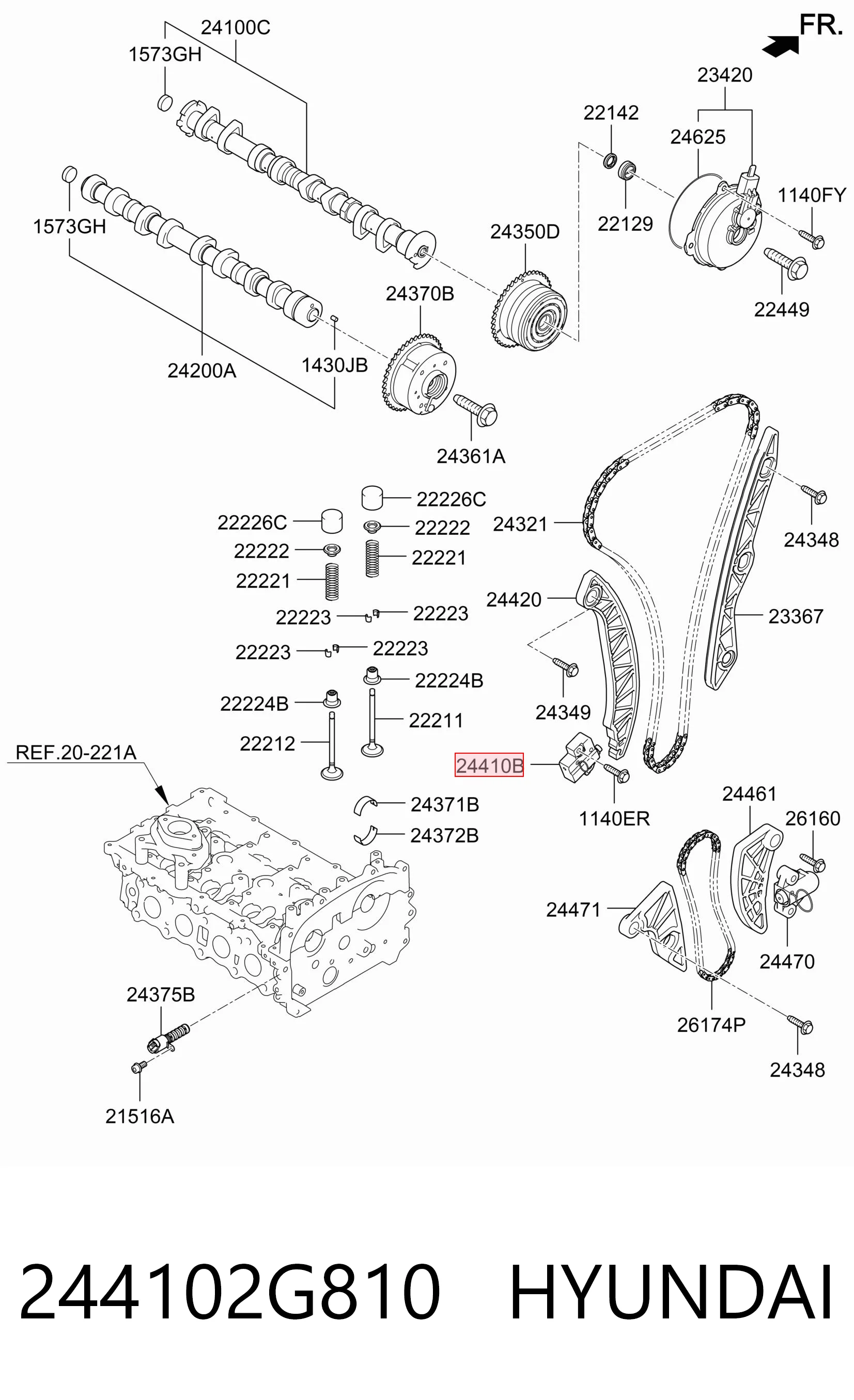 244102G810 Hyundai/Kia Tensor de cadena de distribución