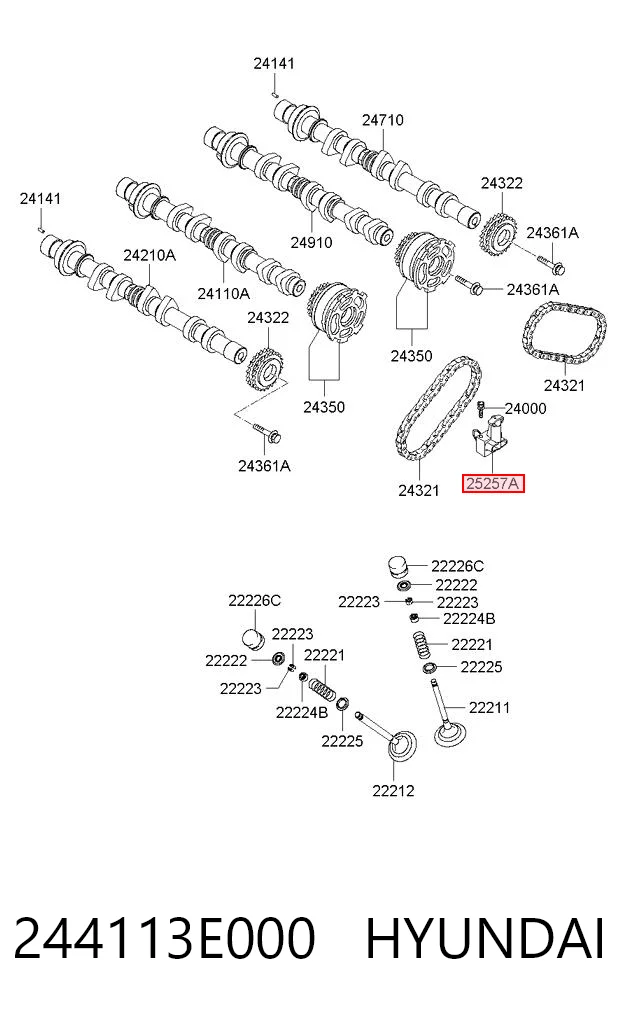 244113E000 Hyundai/Kia Tensor de cadena de distribución del árbol de levas