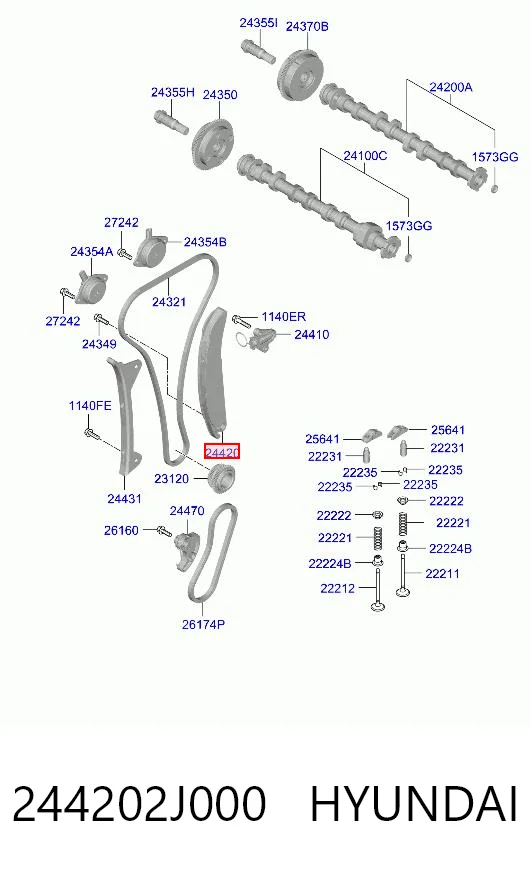 244202J000 Hyundai/Kia Guía del tensor de la cadena de distribución