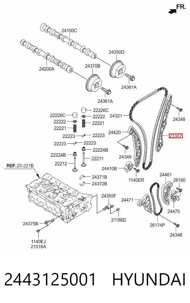 2443125001 Hyundai/Kia Guía de cadena de distribución