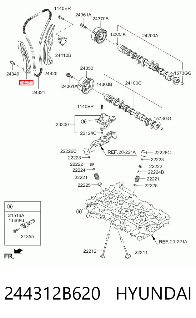 244312B620 Hyundai/Kia Guía de cadena de distribución