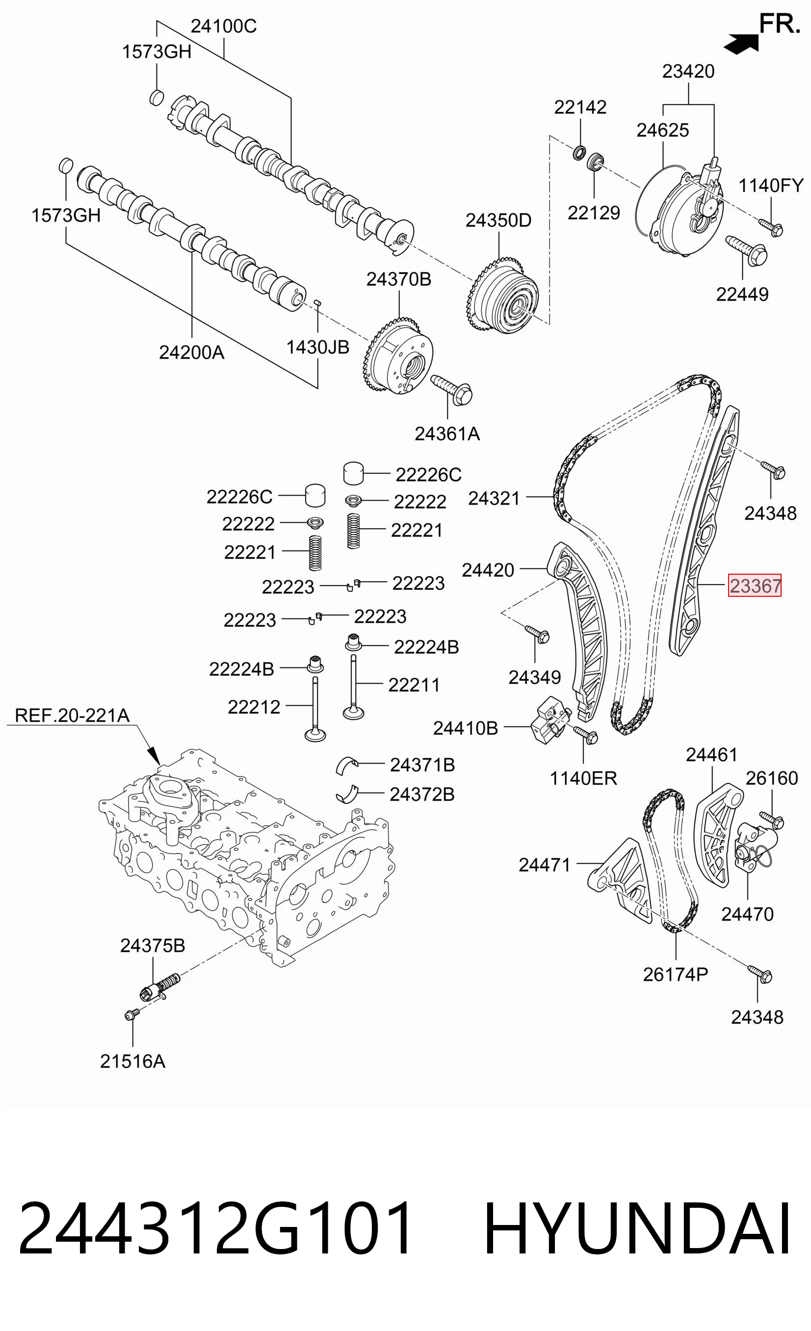 244312G101 Hyundai/Kia Guía de cadena de distribución