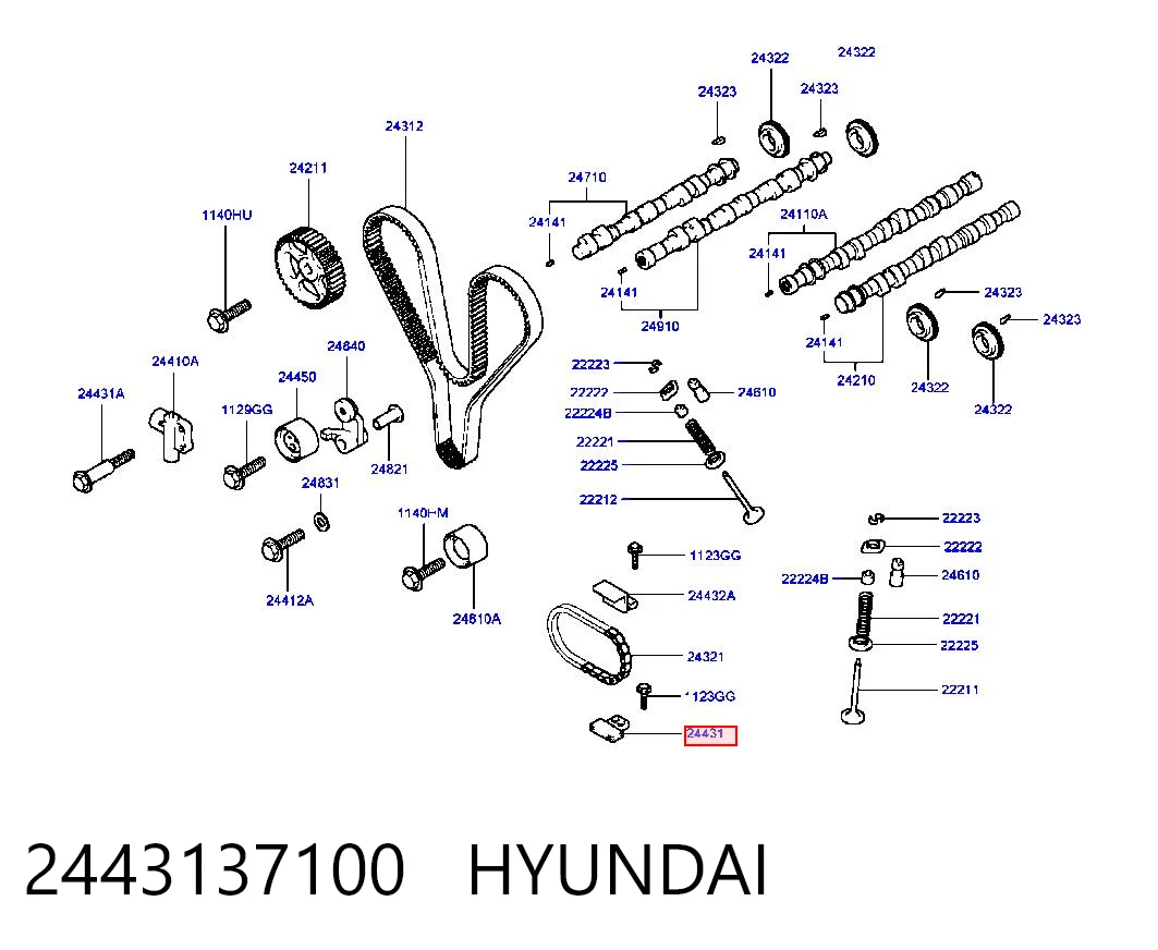 Tensor inferior de la cadena de distribución para KIA Sportage II JE