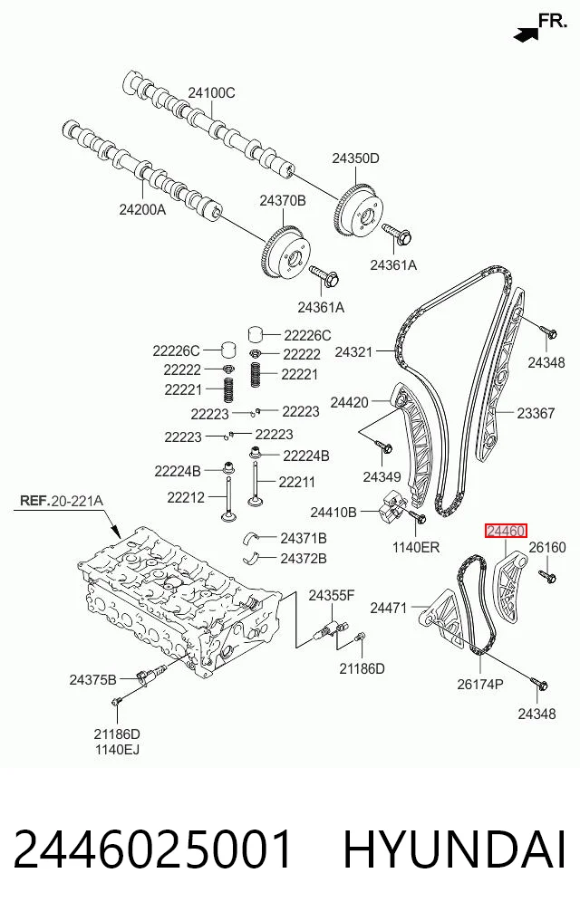 2446025001 Hyundai/Kia Tensor de cadena de bomba de aceite