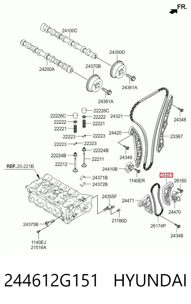 244612G151 Hyundai/Kia Tensor de cadena de la bomba de aceite