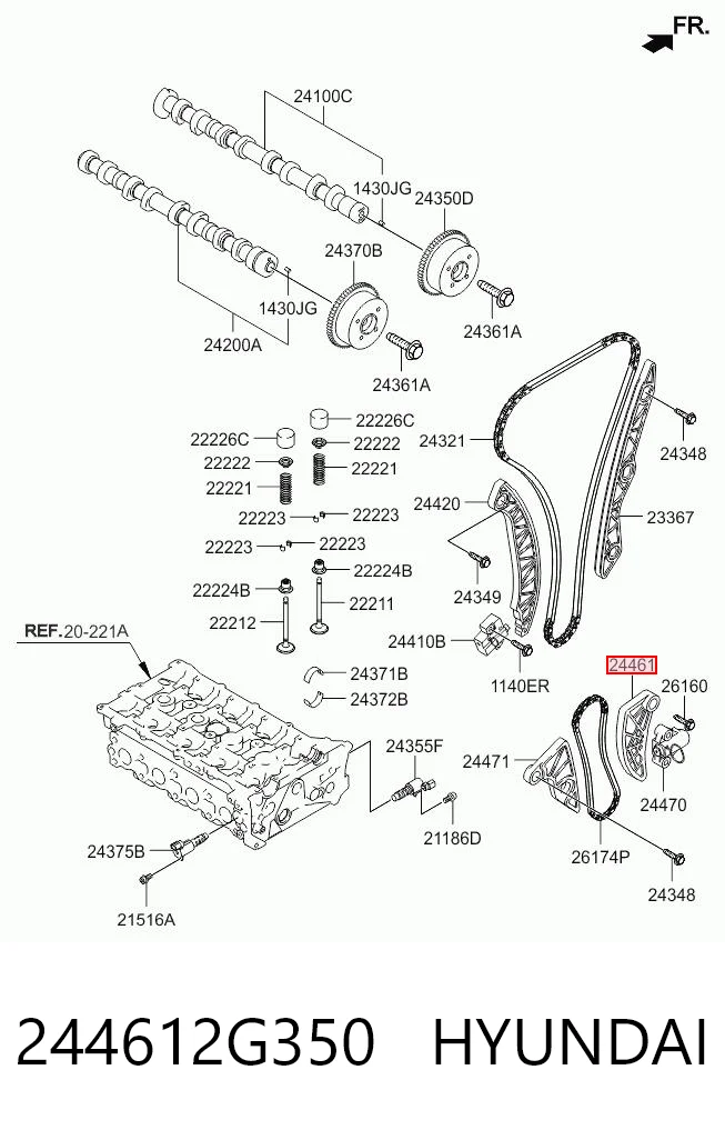 244612G350 Hyundai/Kia Juego de cadena de bomba de aceite