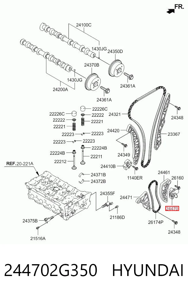 244702G350 Hyundai/Kia Juego de cadena de bomba de aceite