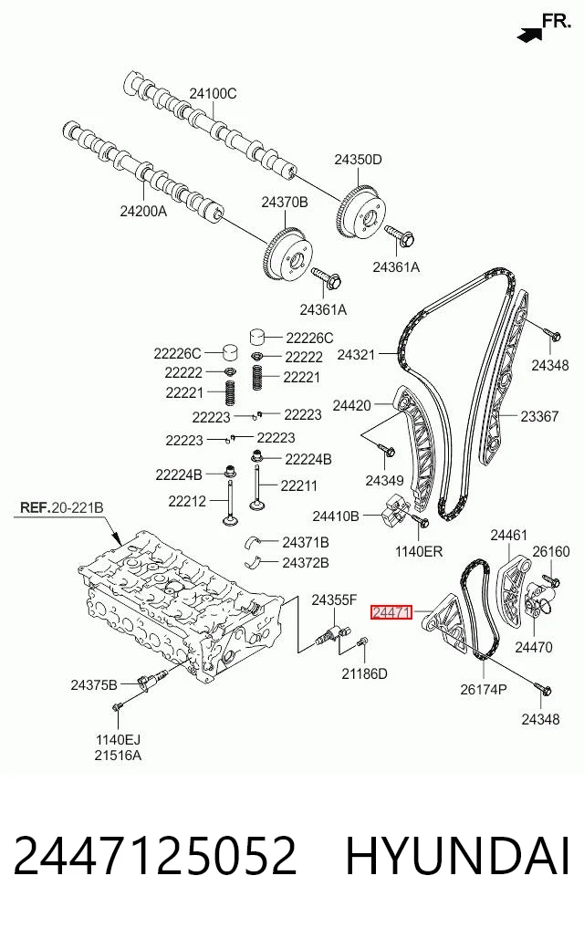2447125052 Hyundai/Kia Tensor de cadena de la bomba de aceite