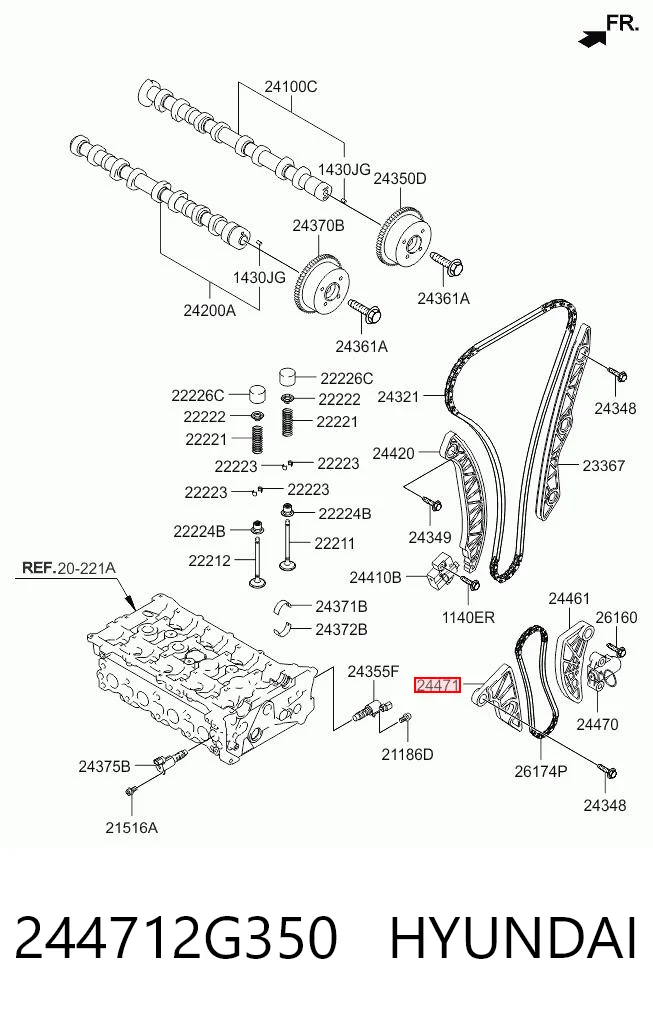 244712G350 Hyundai/Kia Tensor de cadena de la bomba de aceite