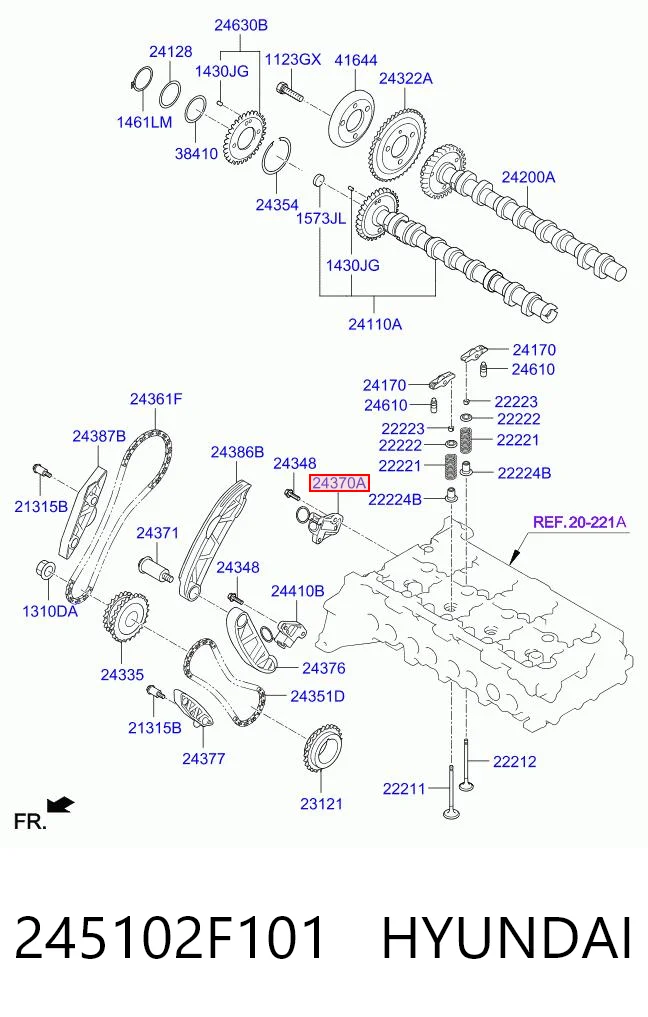 245102F101 Hyundai/Kia Tensor de cadena de distribución del árbol de levas