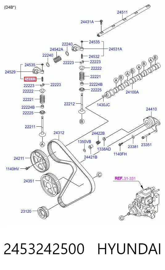 2453242500 Hyundai/Kia Tornillo del balancín de válvula