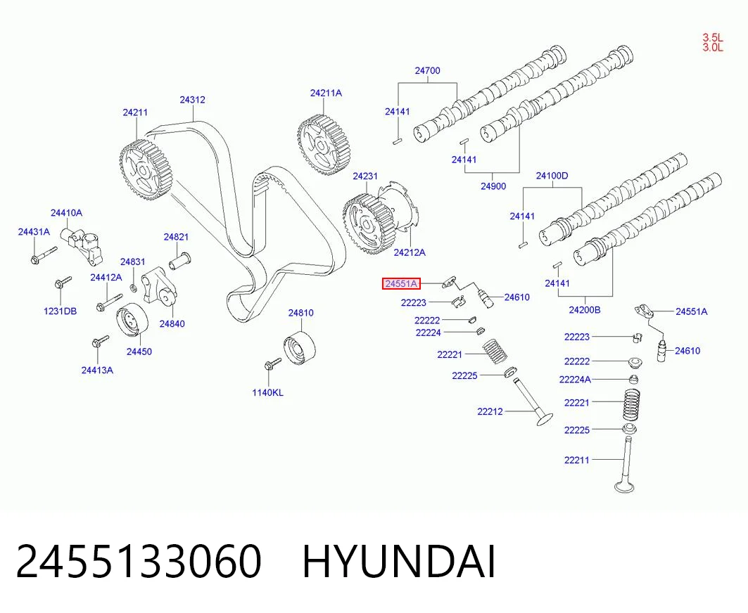 2455133060 Hyundai/Kia Balancín, distribución del motor