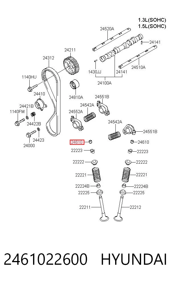 2461022600 Hyundai/Kia Taqués de motor