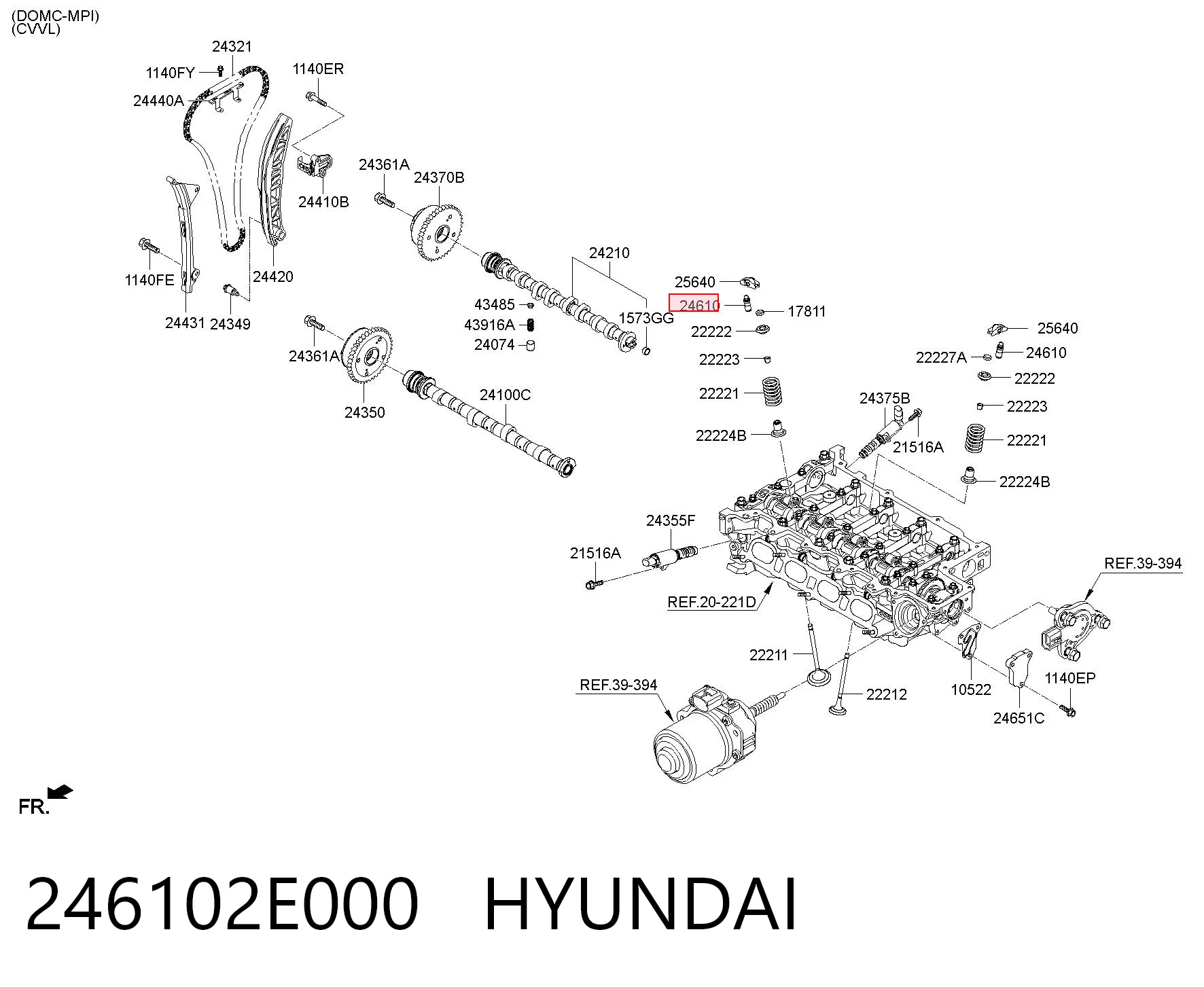 246102E000 Hyundai/Kia Taqués de motor