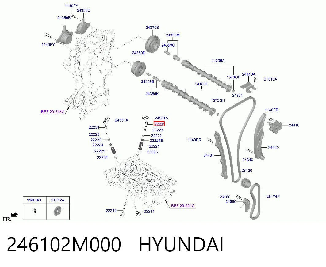 246102M000 Hyundai/Kia Taqués de motor