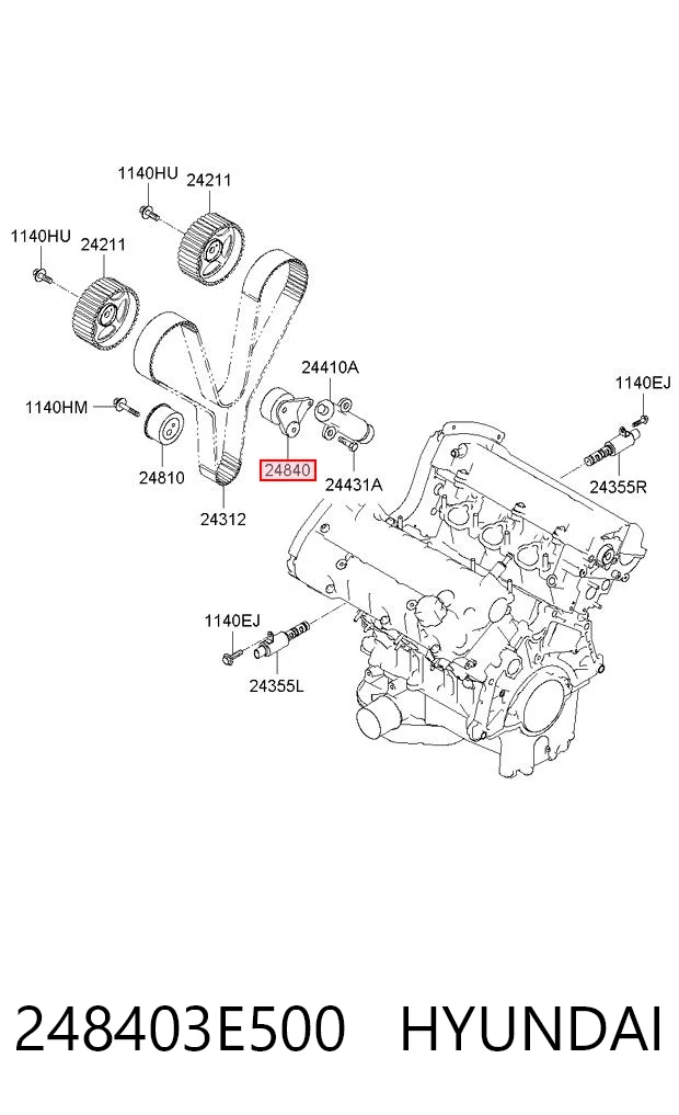 248403E500 Hyundai/Kia Rodillo de cadena