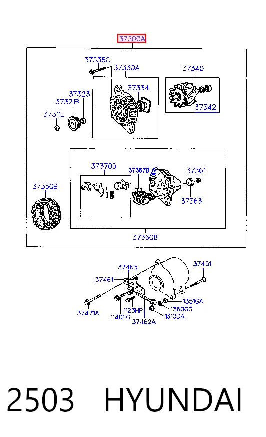 2503 Hyundai/Kia Alternador de coche