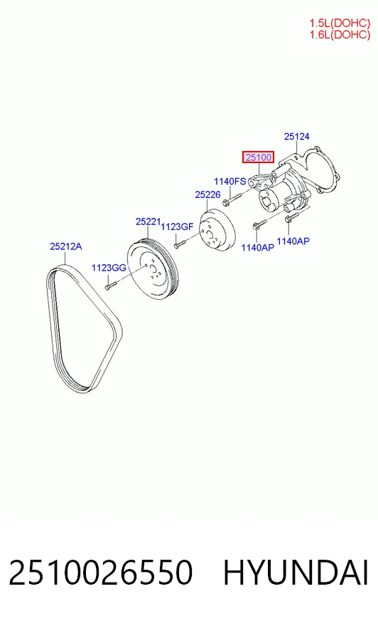 2510026550 Hyundai/Kia Bomba refrigerante coche