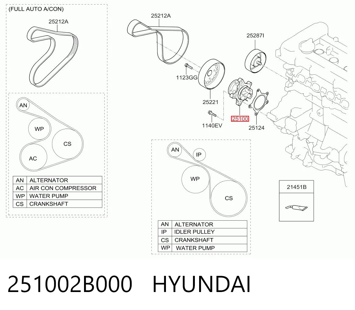 251002B000 Hyundai/Kia Bomba refrigerante coche