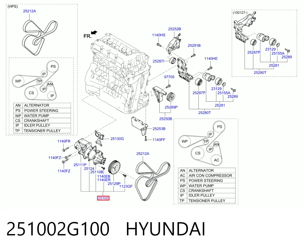 251002G100 Hyundai/Kia Bomba refrigerante coche