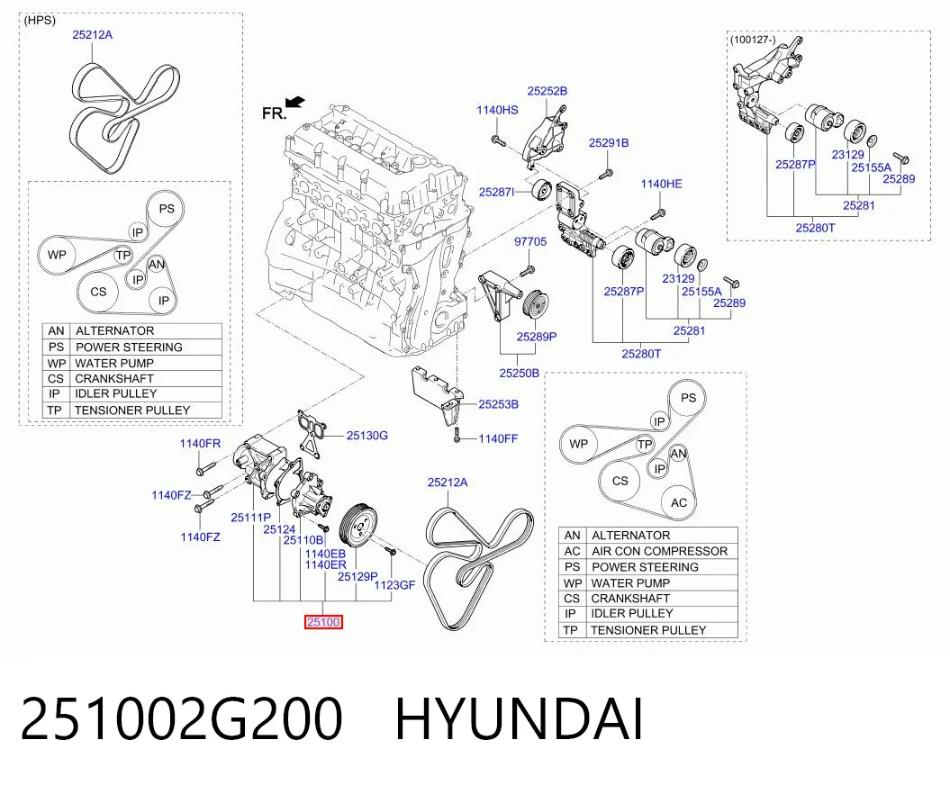 251002G200 Hyundai/Kia Bomba refrigerante coche