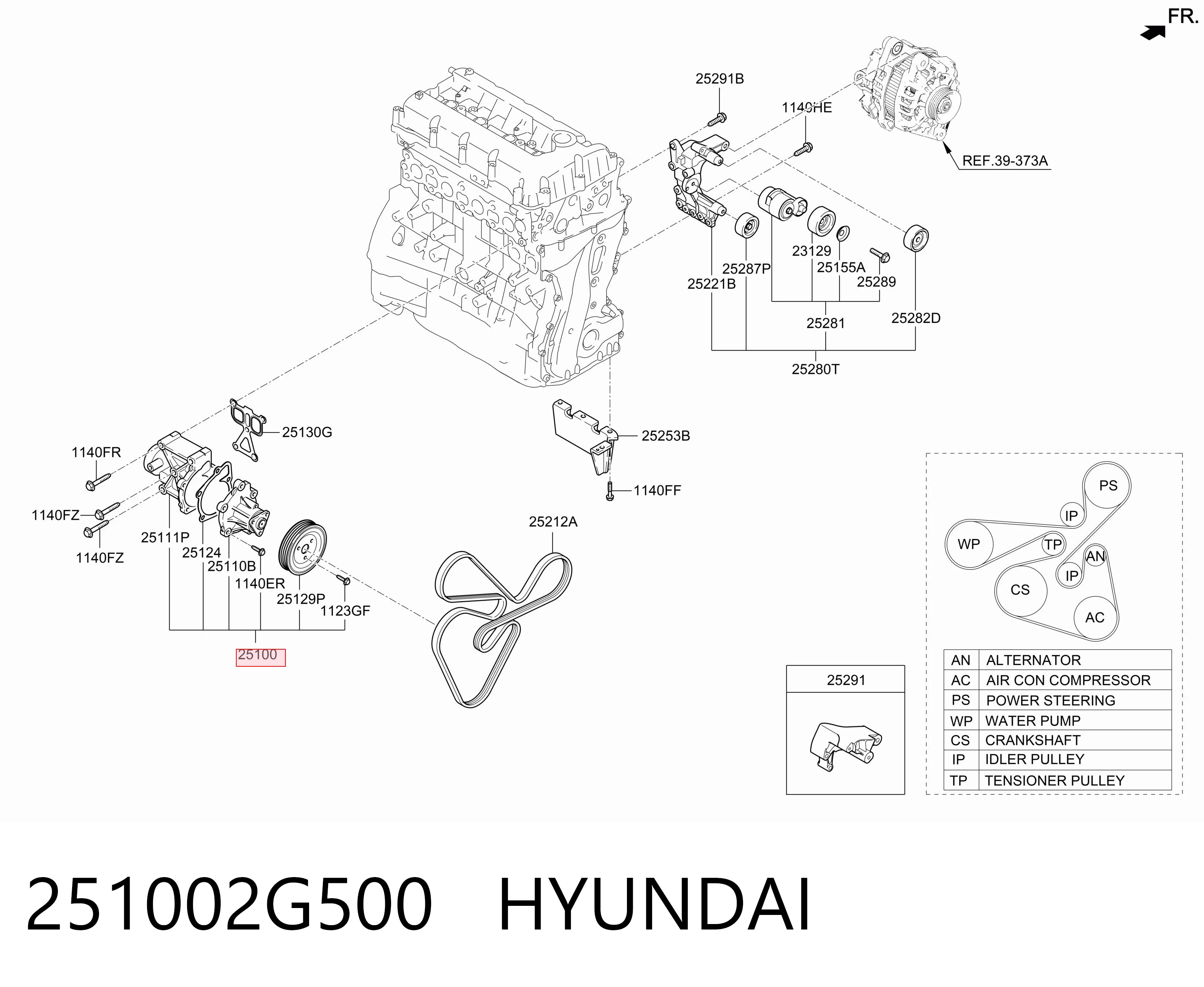 251002G500 Hyundai/Kia Bombeadora de agua, completo con caja