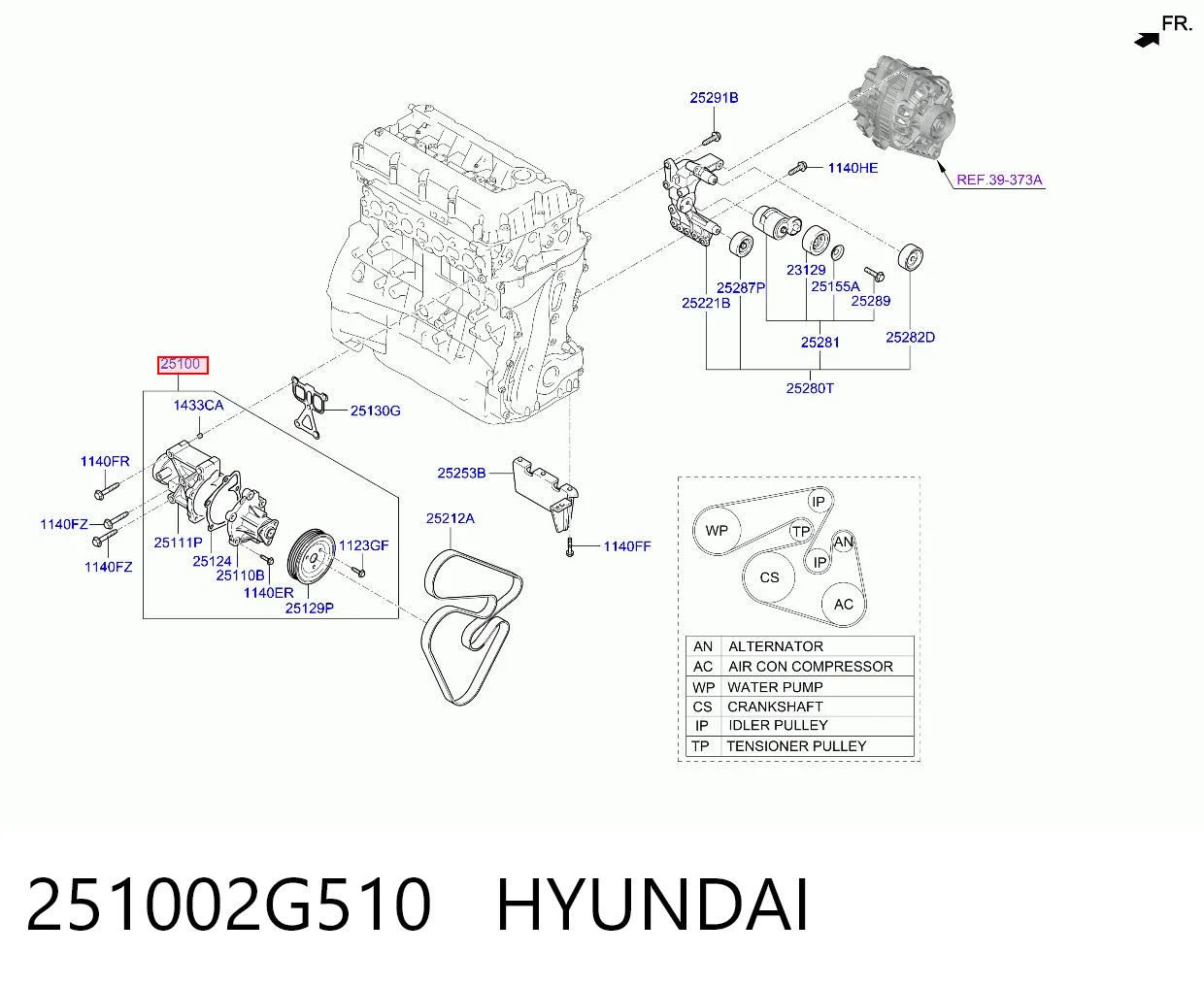 251002G510 Hyundai/Kia Bombeadora de agua, completo con caja