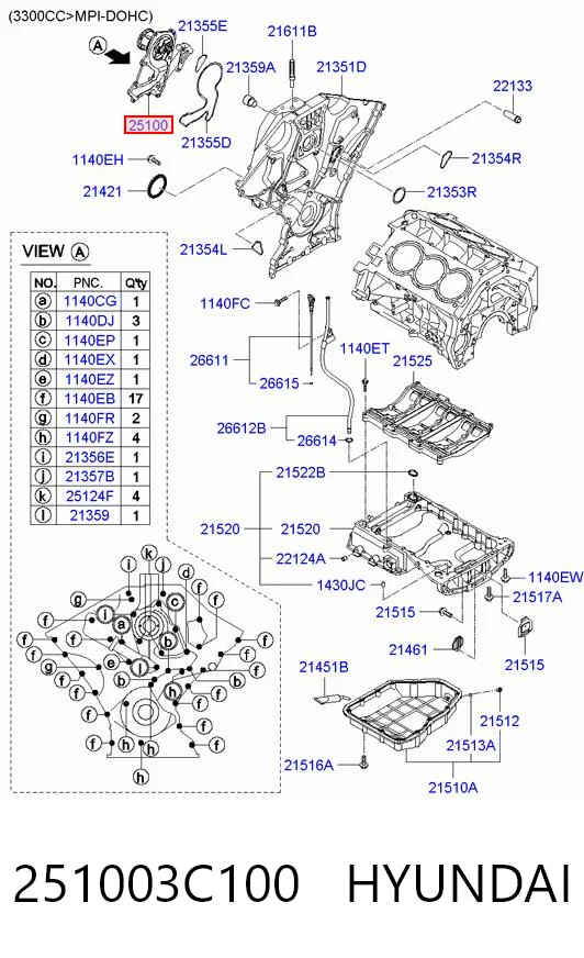251003C100 Hyundai/Kia Bomba refrigerante coche
