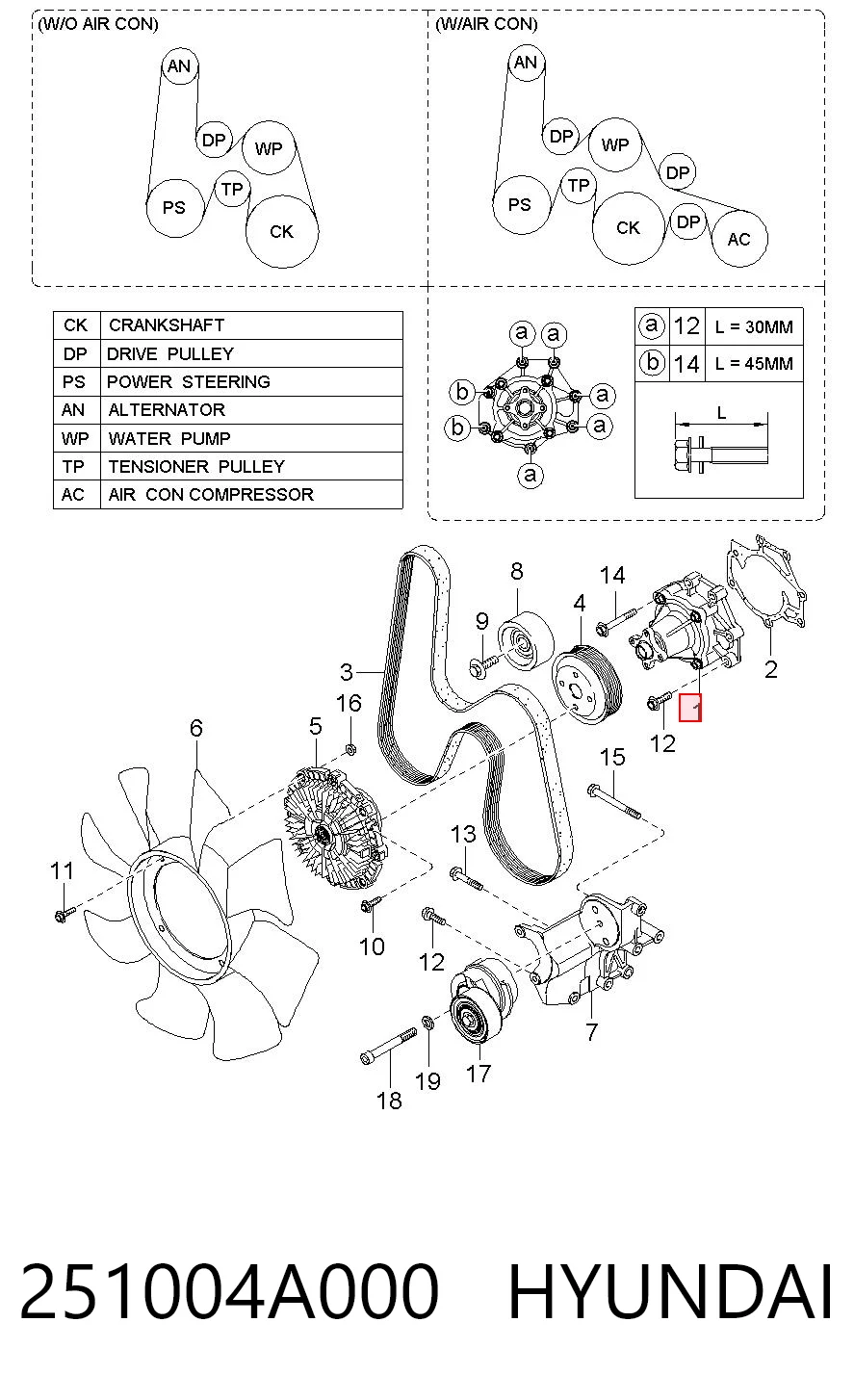 251004A000 Hyundai/Kia Bomba refrigerante coche