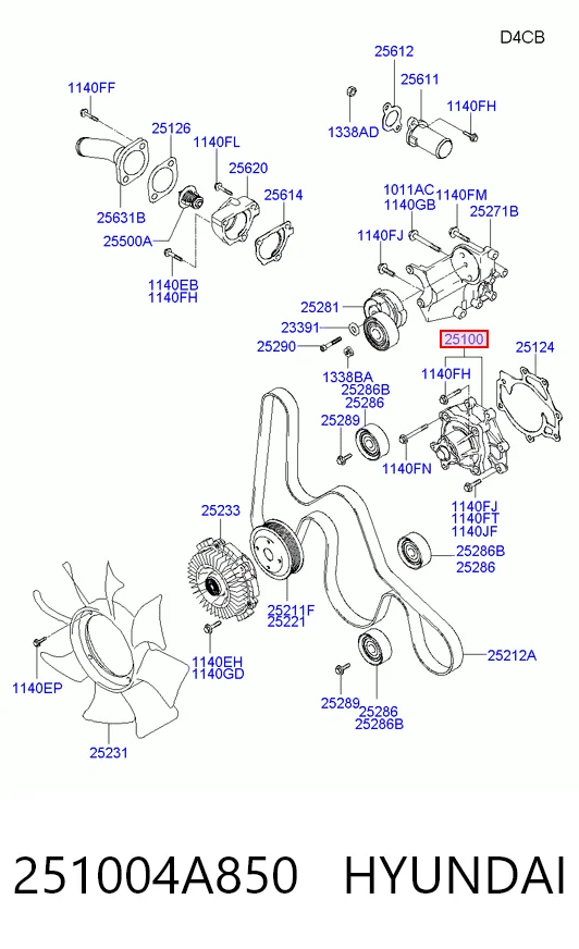 Bomba de agua 251004A850 HYUNDAI
