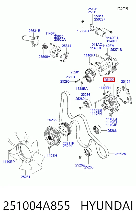 251004A855 Hyundai/Kia Bomba refrigerante coche
