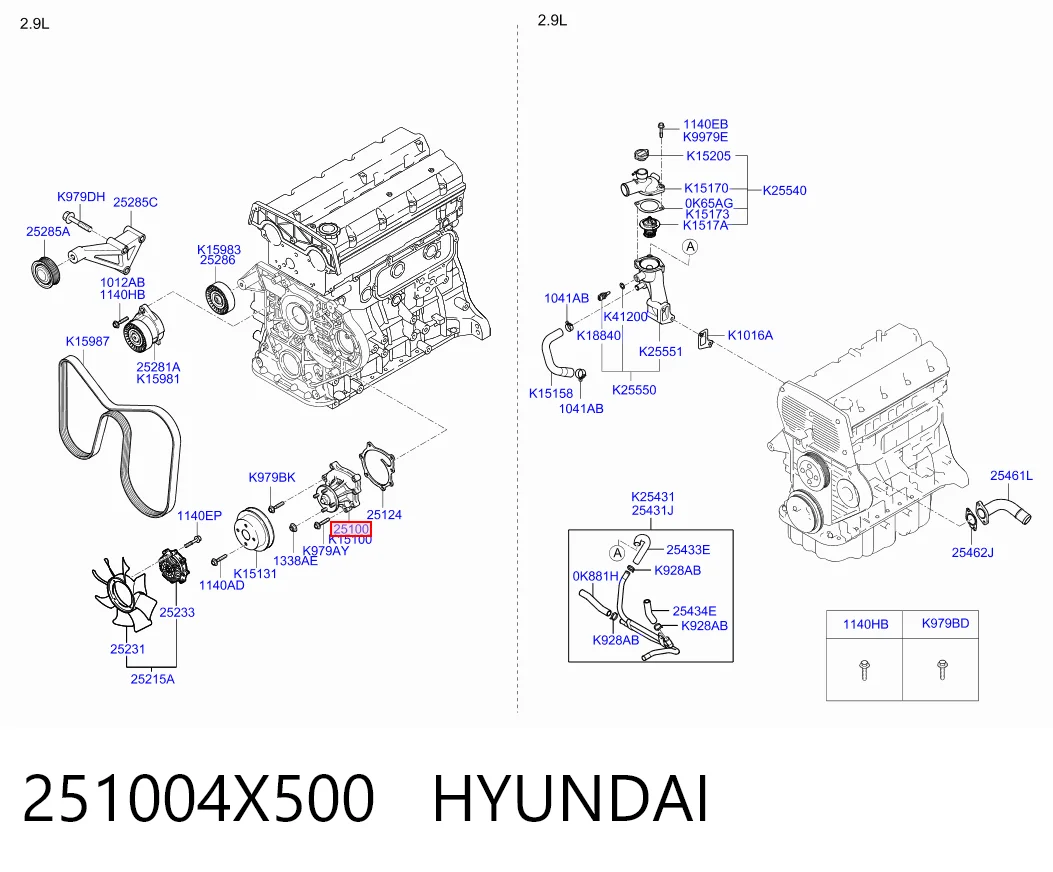 Bomba de agua 251004X500 HYUNDAI