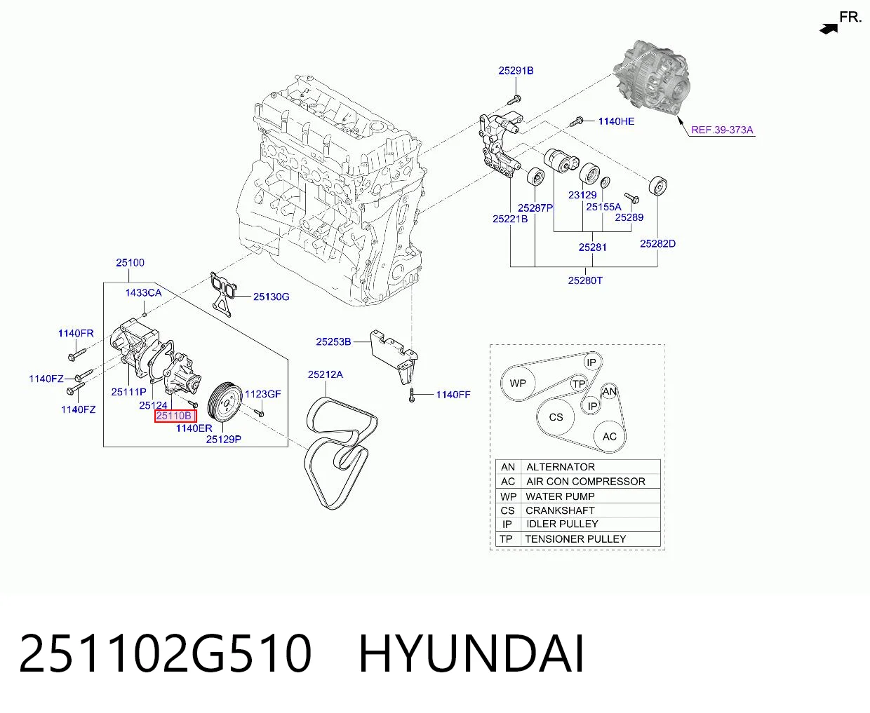 251102G510 Hyundai/Kia Bomba refrigerante coche