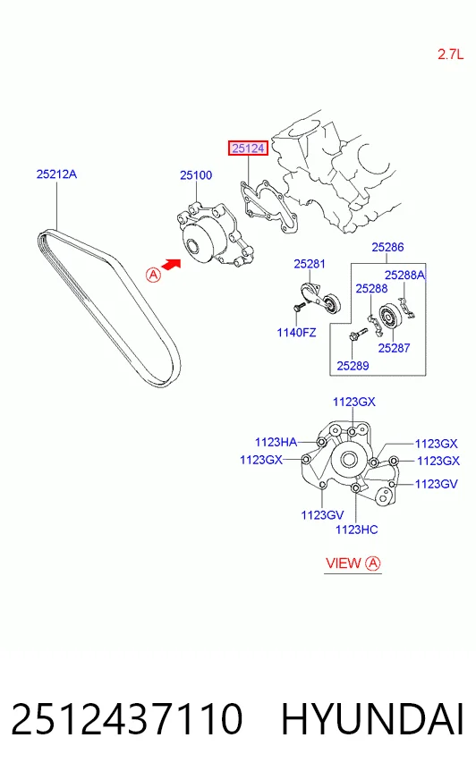 2512437110 Hyundai/Kia Junta de bomba de agua