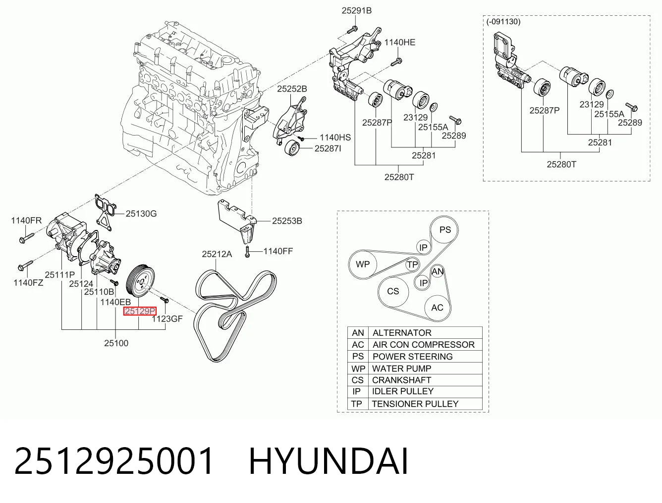 2512925001 Hyundai/Kia Polea de la bomba de agua