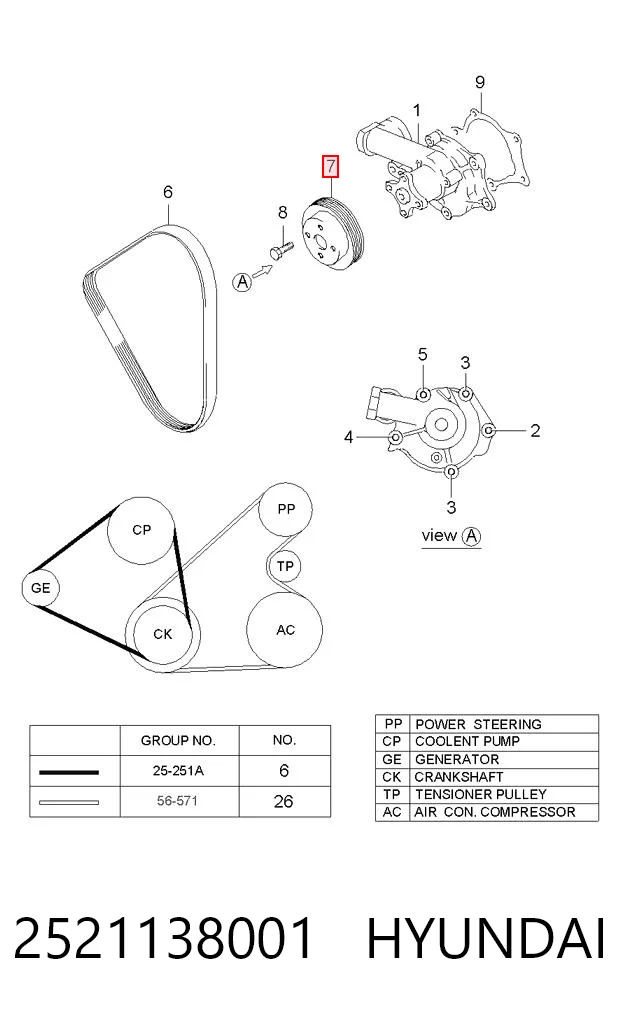 Polea de bomba de agua para Hyundai Sonata EU4