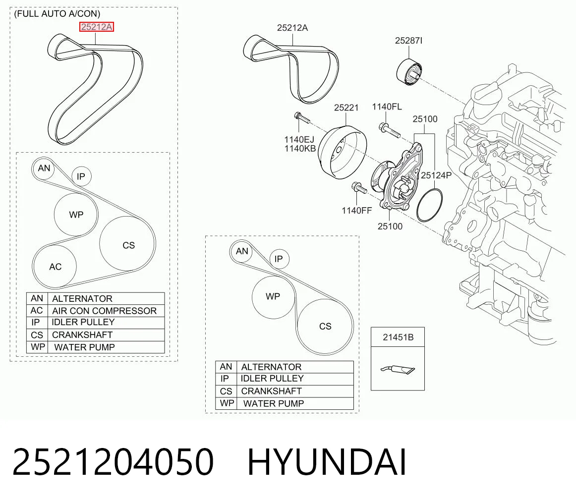 2521204050 Hyundai/Kia Correa poly v