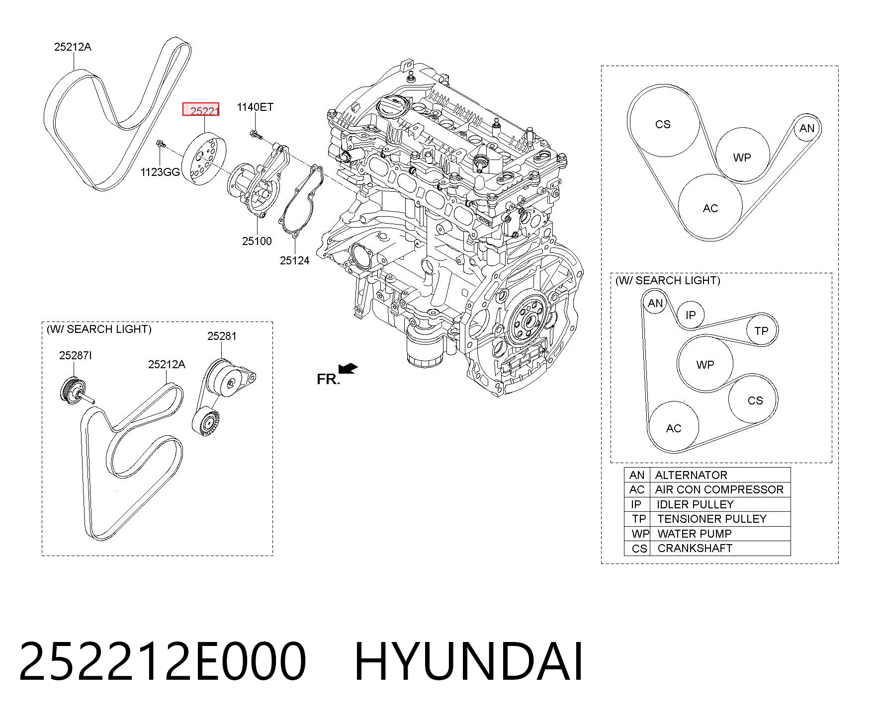 Polea de bomba de agua para Hyundai Elantra V MD