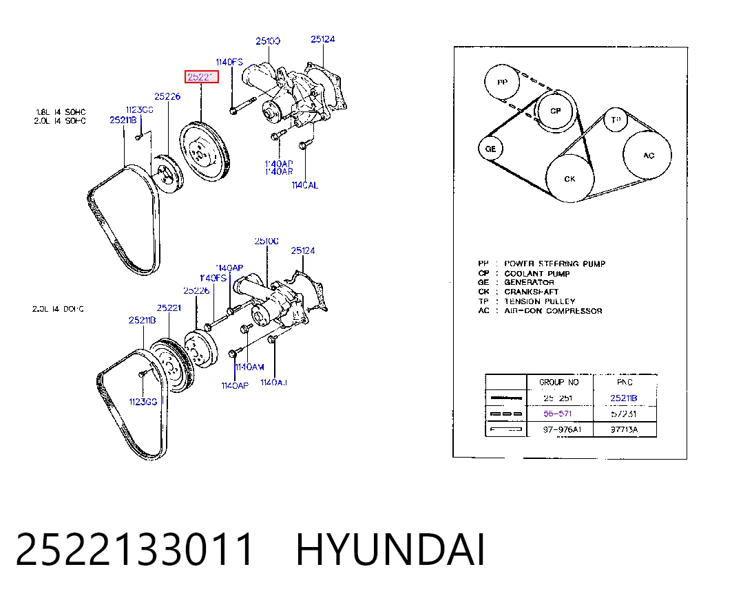 Polea de bomba de agua para Hyundai Sonata Y-3