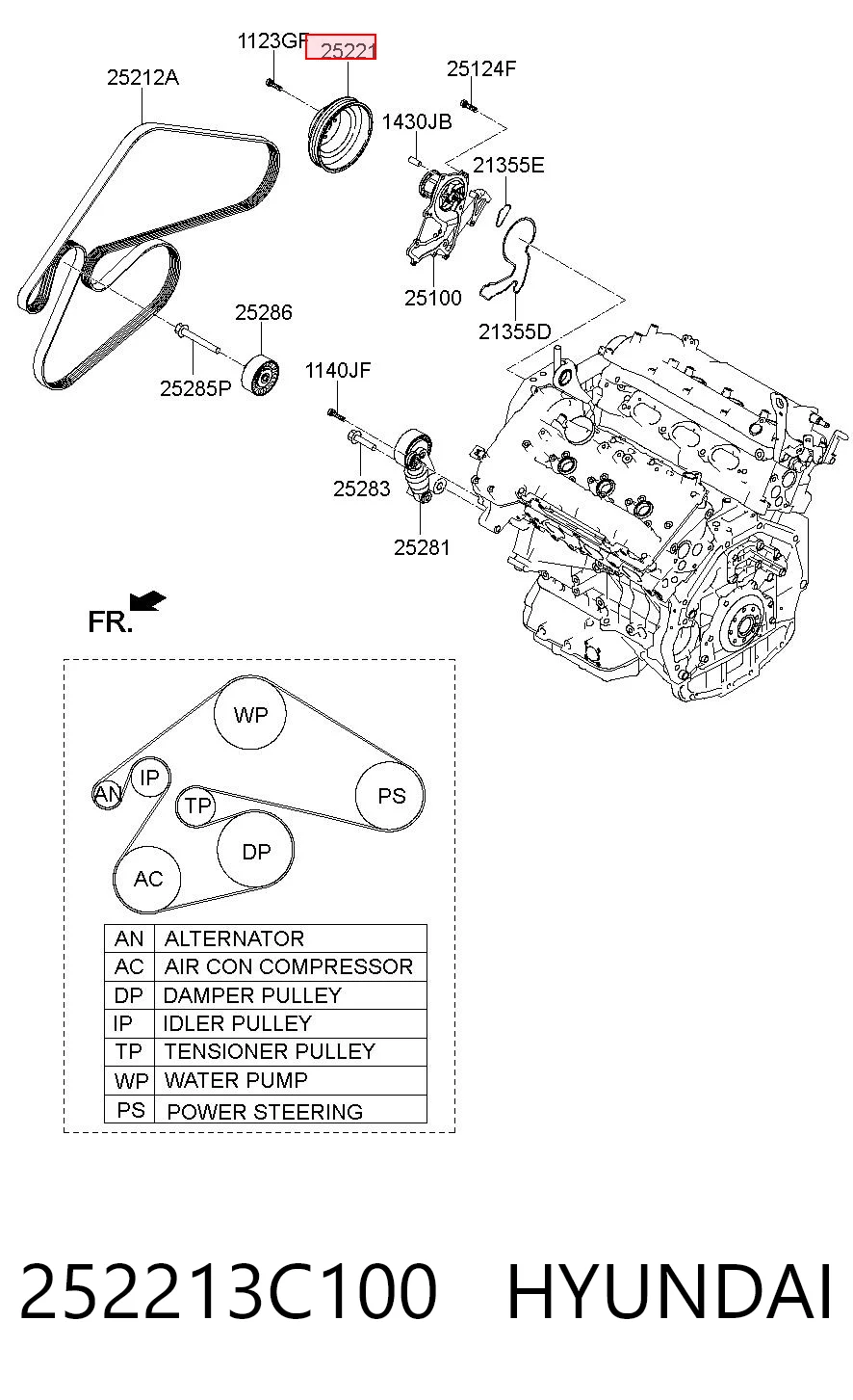 Polea de bomba de agua para Hyundai Sonata V NF
