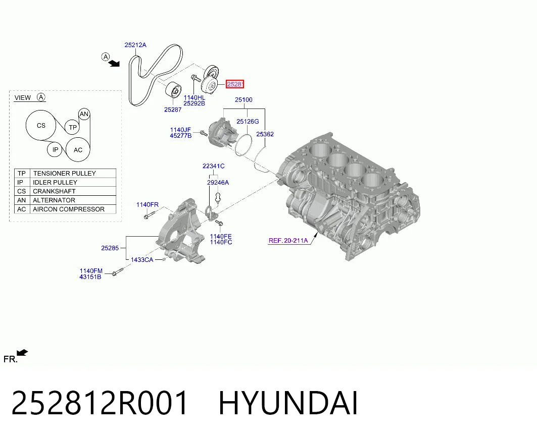 252812R001 Hyundai/Kia Polea tensora