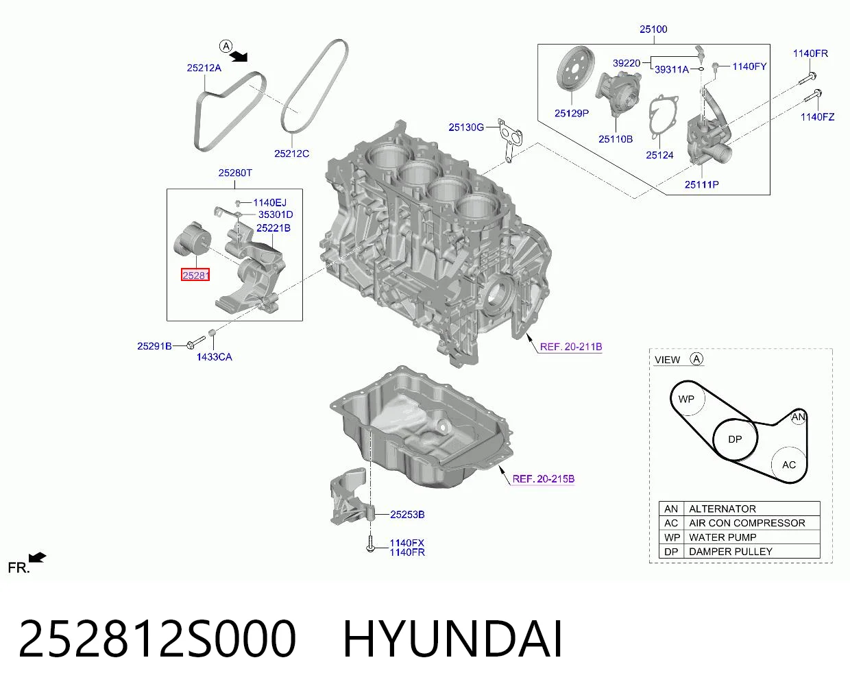 252812S000 Hyundai/Kia Polea tensora