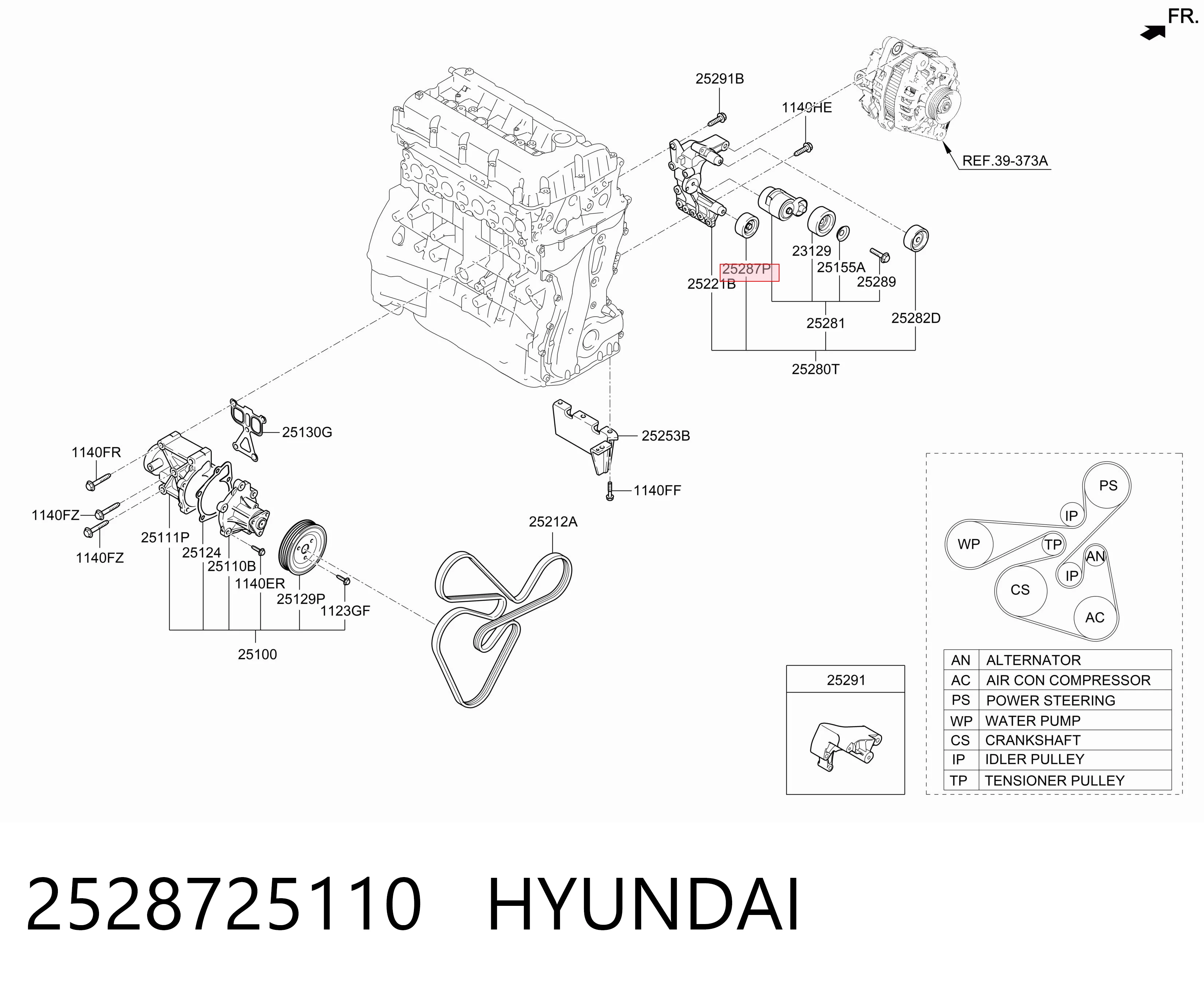 2528725110 Hyundai/Kia Polea guía correa poli V