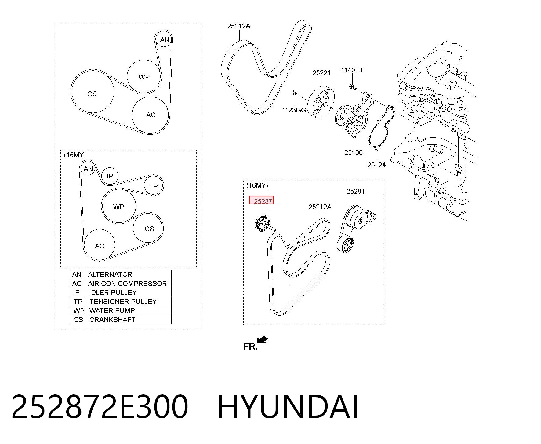 252872E300 Hyundai/Kia Polea tensora