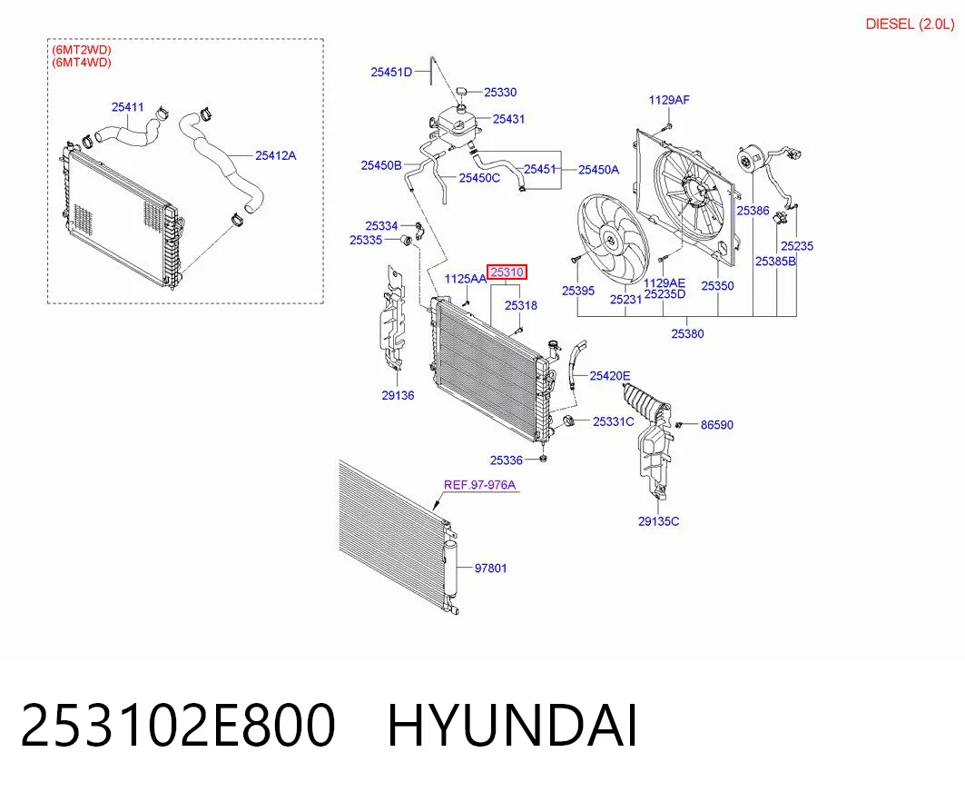 253102E800 Hyundai/Kia Refrigeración del motor