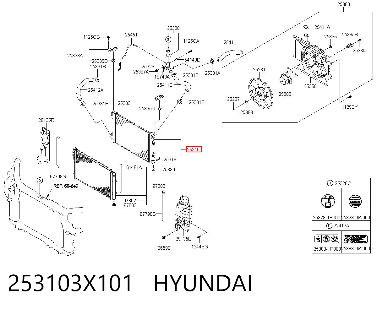 253103X101 Hyundai/Kia Refrigeración del motor
