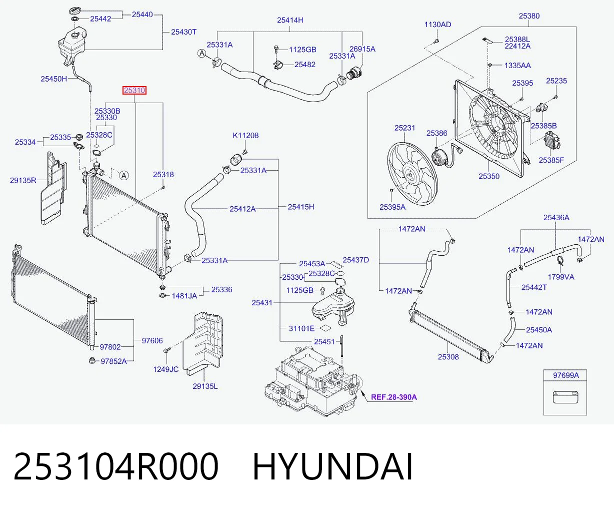 253104R000 Hyundai/Kia Refrigeración del motor
