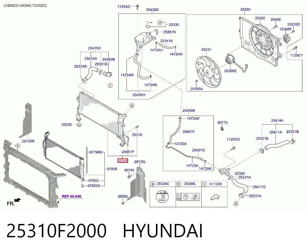 25310F2000 Hyundai/Kia Refrigeración del motor