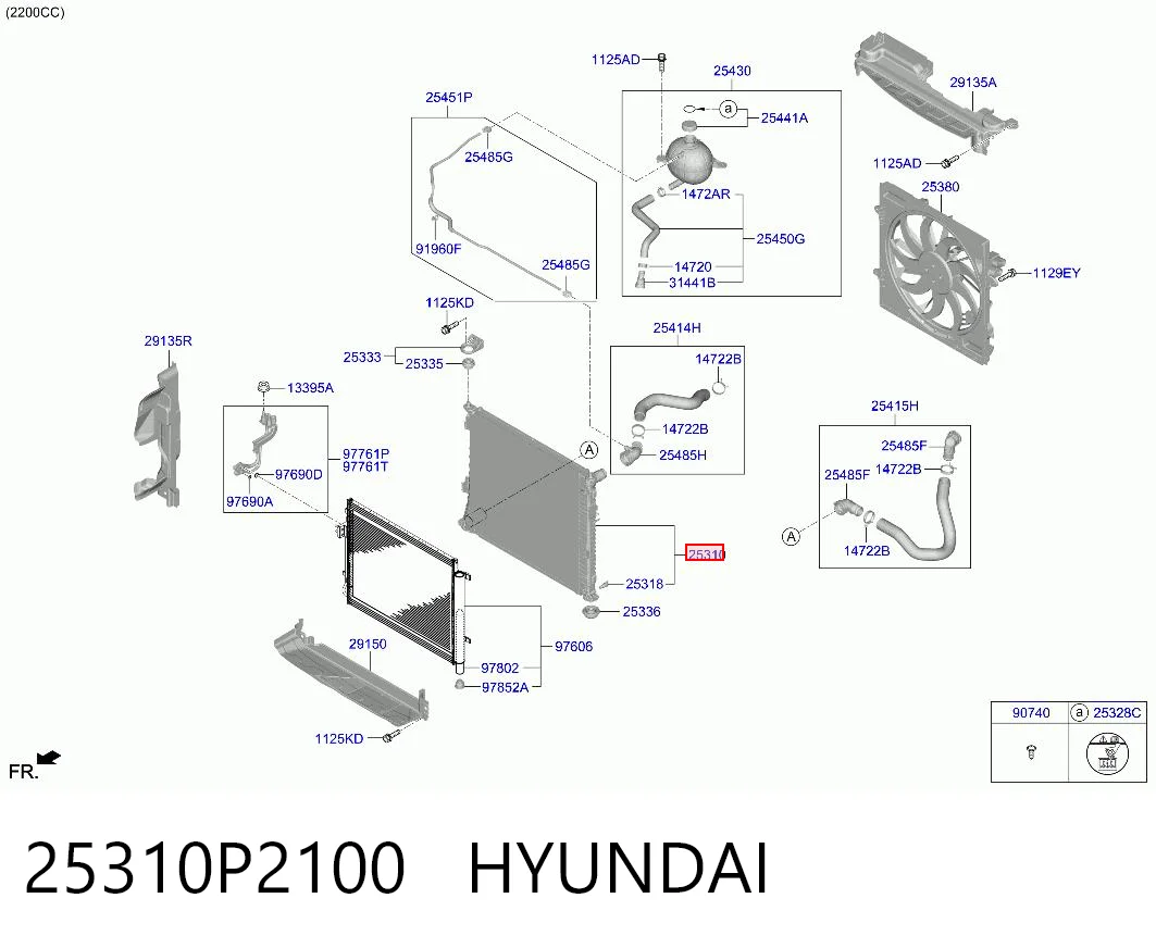 25310P2100 Hyundai/Kia Refrigeración del motor
