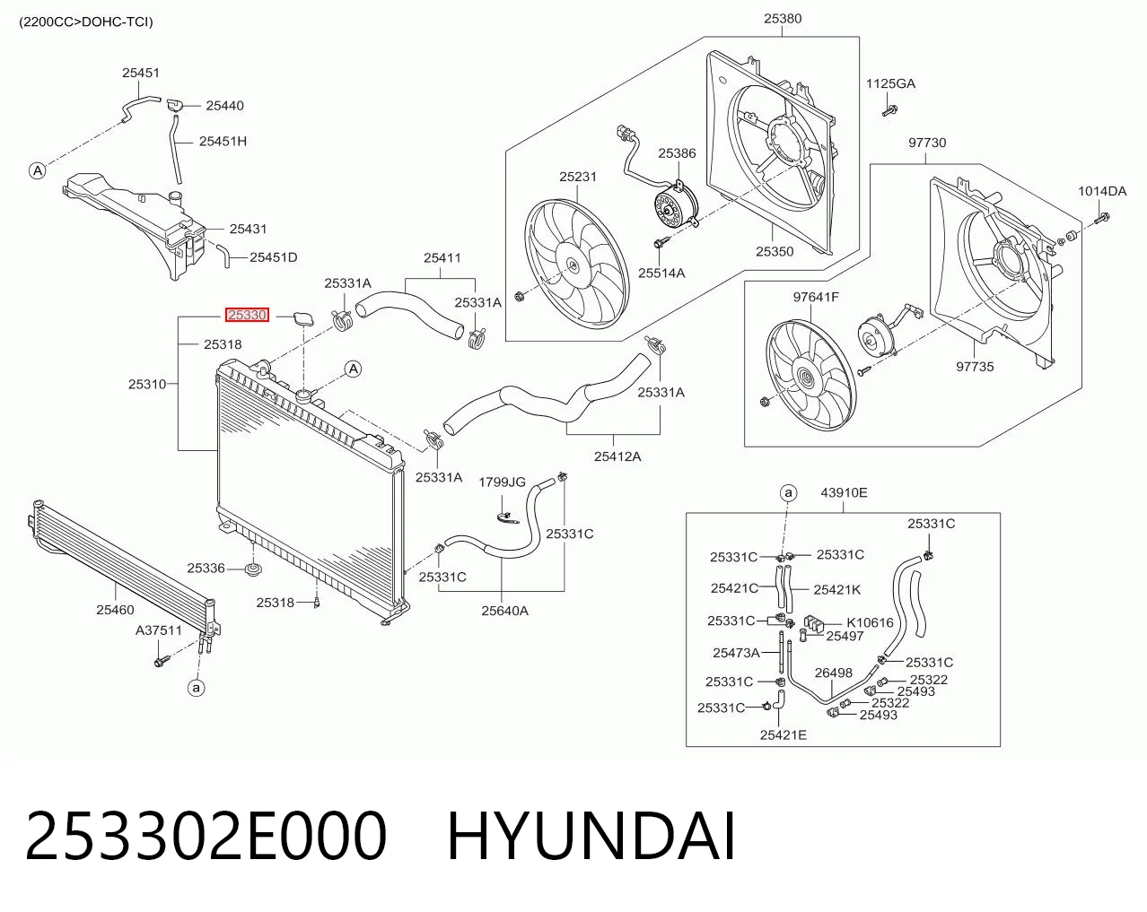 253302E000 Hyundai/Kia Tapa de radiador
